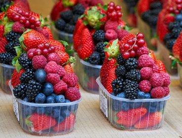 A selection of fruit berries in punnets