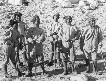 A group of six high-altitude 'tigers' from the 1924 Mount Everest Expedition, who were accorded the highest status by the British climbers