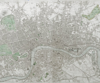 A old map of London showing the River Thames