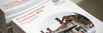 Stack of printed RGS-IBG Annual Internaion Conference 2016 programmes.