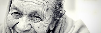 A old woman - the image is taken in balck and white