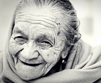 A old woman - the image is taken in balck and white