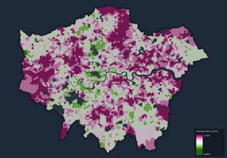 Map displaying Average daily income for London