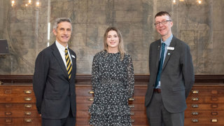 Rex Walford Award winner 2024 Beatrice Spicer with RGS-IBG Director Prof. Joe Smith and VP Education Alan Parkinson