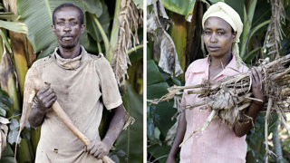 Two portrait photos of local farmers in Ethiopia.