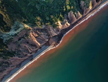 The Jurassic coast cliffs taken from above