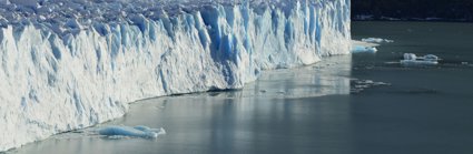 Ice cliff on body of water