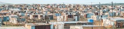 Makeshift village of small houses.