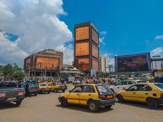  Image of road traffic at the "poste centrale" crossroads in Yaounde, Cameroon