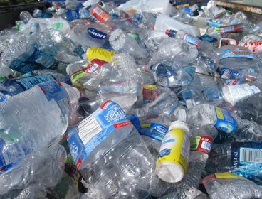 A pile of discarded plastic bottles