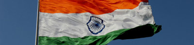 India flag on blue sky background