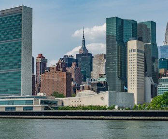 New York skyline including United Nations' headquarters