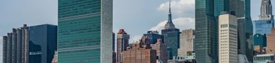 New York skyline including United Nations' headquarters