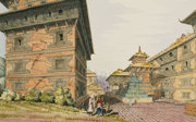 Watercolour painting of the Durbar at Noyako, Nepal, 1852.