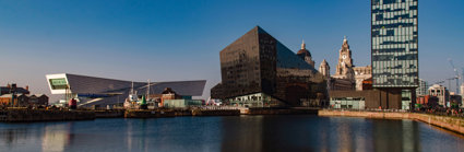 Modern and old buildings near a body of water