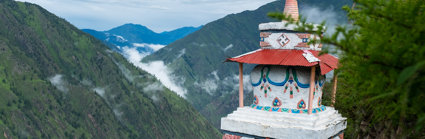 Monument on hillside in Nepal