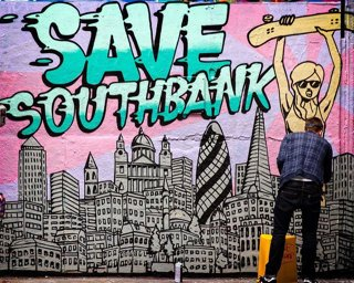 Graffiti that reads 'Save Southbank'