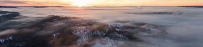 Icey landscape with a sunset sky background