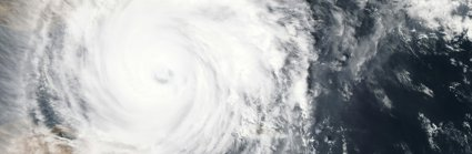 A view of a typhoon weather system from space