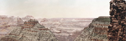 Old photograph from 1898 showing the Grand Canyon from a viewpoint in Arizona.