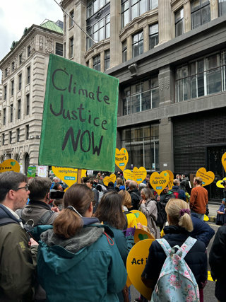 Environmental protesters with placards