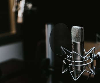 Microphone in a recording studio