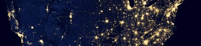 Aerial image of light at night in the USA