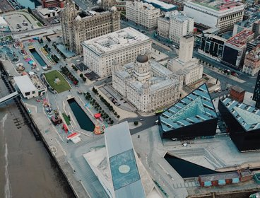 An aerial image of the city of Liverpool
