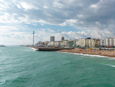 Brighton's sea front as seen from the sea. 