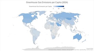 Choropleth map of gas emissions per capita.