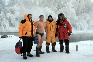 People standing in the cold in Antarctica