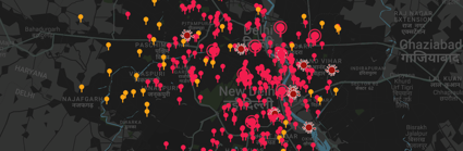 Map of evictions in New Delhi created by Missing Basti