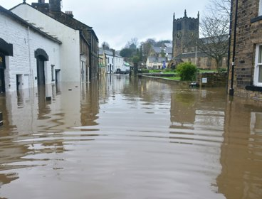 Flooding in a town