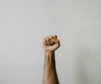 A fist being held in the air
