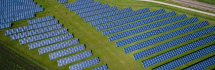 Solar panels aerial view