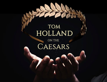 Tom Holland of the Caesars banner picture with person on the right against a dark background.