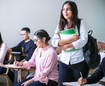 Students in a learning environment