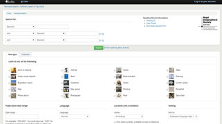 Screenshot illustrating what the advanced search functionality looks like on the Koha website.