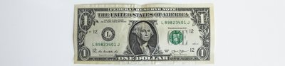 Dollar note on white background