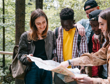 Group looking at a map