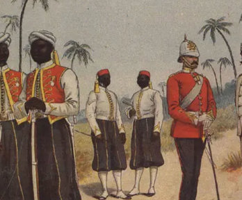 A historic painting of the West India Regiment.