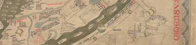 Close-up of the Hereford mappa mundi.