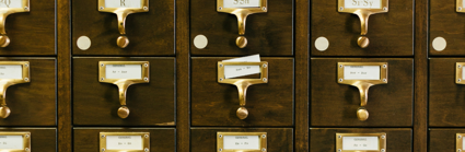 A card catalogue cabinet