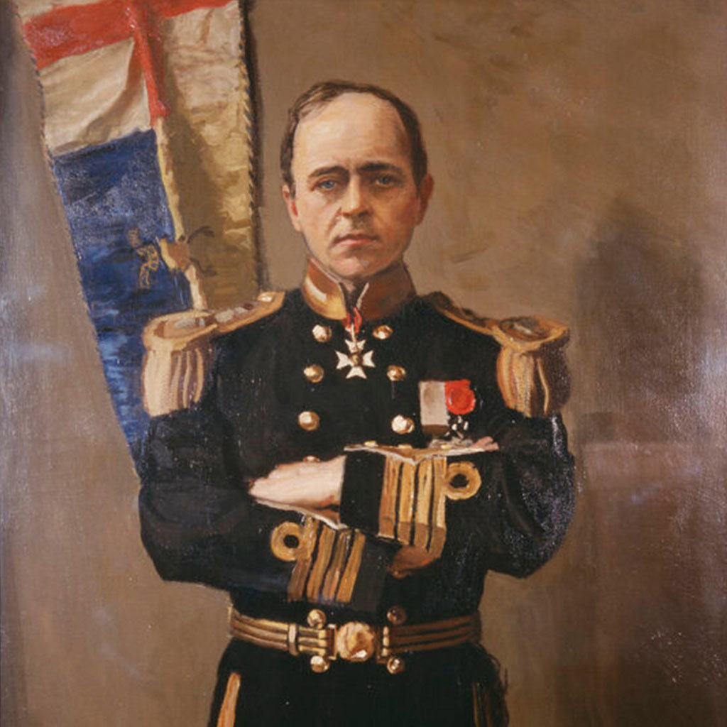 Oil on canvas portrait of Robert Falcon Scott.