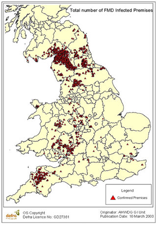 Location of Foot and Mouth outbreaks