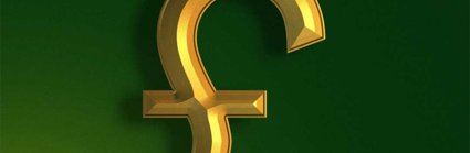 Gold Pound Sign On Green Background