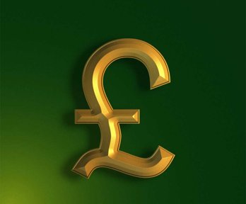 Gold Pound Sign On Green Background