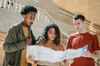 People reading a map