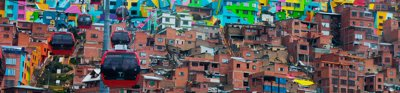 Colourful dwellings on the side of a hill