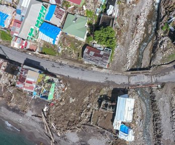 AV photogrammetry image of Loubiere, Dominica, showing damage caused by Hurricane Maria